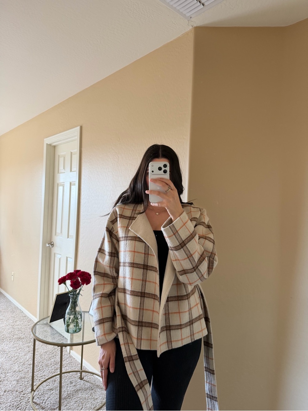 Michael Stars Wool Plaid Wrap Coat in Autumn Colors - Picture 3 of 13